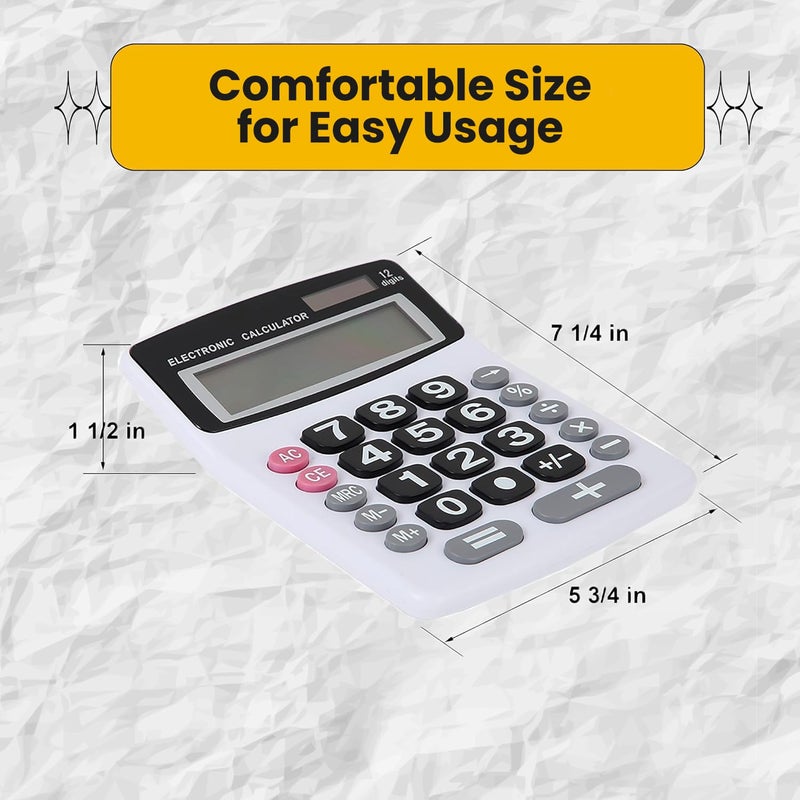 Lily's Home Lily' Home Jumbo 12 Digit with Solar Power, Large LCD Display - Desktop Calculator, Dual Power, Large Button Design, Battery Operation, Easy-to-Read Tilted, for Home, Office, School, Class & Business - Image 4